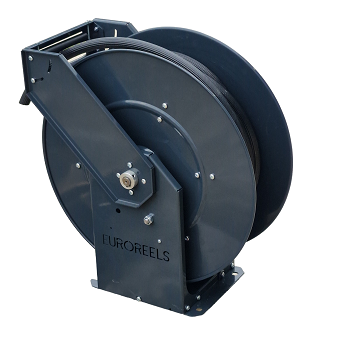 Spring rewind grease hose reel with high pressure hose and grease gun - Euroreels