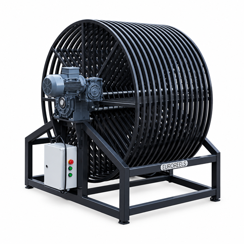 Mobile generator cable drum with reduction gear and control panel - Euroreels
