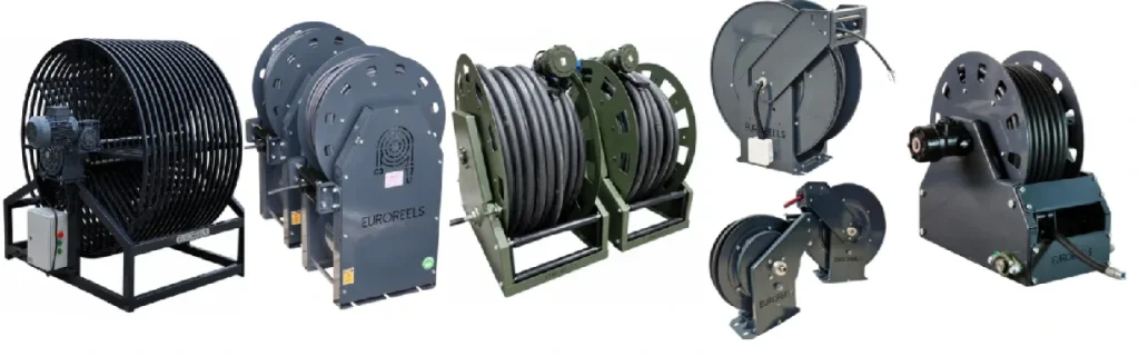 Motorized cable reel, hydraulic hose reels, defense industry reels and shore power cable reel from the Euroreels product range - Euroreels