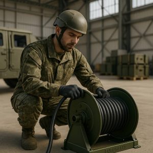 Asker sahada Euroreels askeri makara sistemini kullanırken