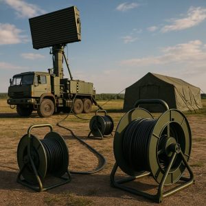 Radar sistemi önünde Euroreels askeri makara sistemleri